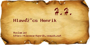 Hlavács Henrik névjegykártya